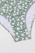 3 Piece Green Daisy Patterned Pareo Bikini Set - Image 7