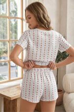 Vintage Rose Short Sleeve Pajama Set with Shorts - Image 5