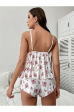 Floral Print Lace Detailed Pajamas Set - Image 5