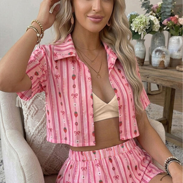 Sweet Strawberry Lounge Shorts Pajama Set