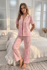 Pink Soft Bow Patterned Summer Pajama Set - Image 4