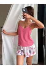 Women's Polka Dot V-Neck Strappy Shorts Set - Image 2
