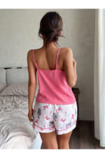 Women's Polka Dot V-Neck Strappy Shorts Set - Image 3