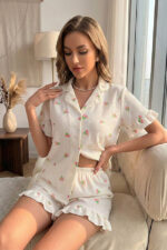 Floral Printed Ruffled Pajama Set - Image 5