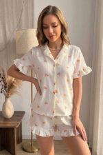 Floral Printed Ruffled Pajama Set - Image 6