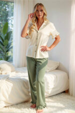 Short Sleeve Long Button Pajamas Set - Image 2