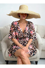 Leopard Printed Lace Detailed Pareo Beach Dress - Image 2