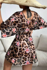 Leopard Printed Lace Detailed Pareo Beach Dress - Image 5