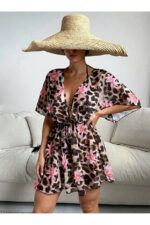 Leopard Printed Lace Detailed Pareo Beach Dress - Image 6