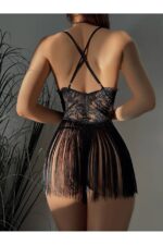 Black Lace Detail Tasseled Babydoll - Image 5