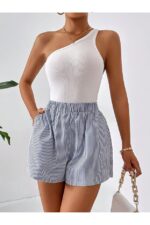 Poplin Women's Buckle and Pocket Shorts - Image 5