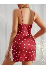 Romantic Heart Patterned Slit Lace Detailed Nightgown - Image 5