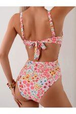 Floral Printed Square Neck Strap Swimsuit - Image 5
