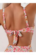 Floral Printed Square Neck Strap Swimsuit - Image 6
