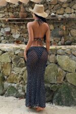 Polka Dot Patterned 3-Piece Beach Combination Bikini Set and Pareo - Image 3