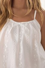 White Women's Embroidered Strappy Shorts Pajama Set - Image 5