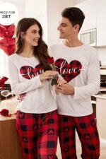 Red Men's Plaid Piece Double Pajama Set - Image 2