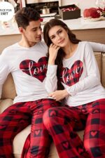 Red Men's Plaid Piece Double Pajama Set - Image 3
