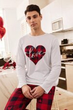 Red Men's Plaid Piece Double Pajama Set - Image 4