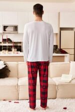 Red Men's Plaid Piece Double Pajama Set - Image 5