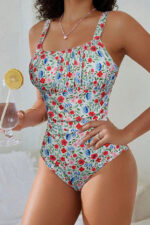Floral Printed Gathered Covered Swimsuit - Image 4