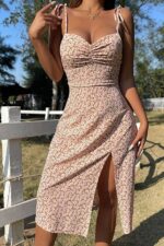 Strappy Summer Dress - Floral Print and Knotted - Image 3
