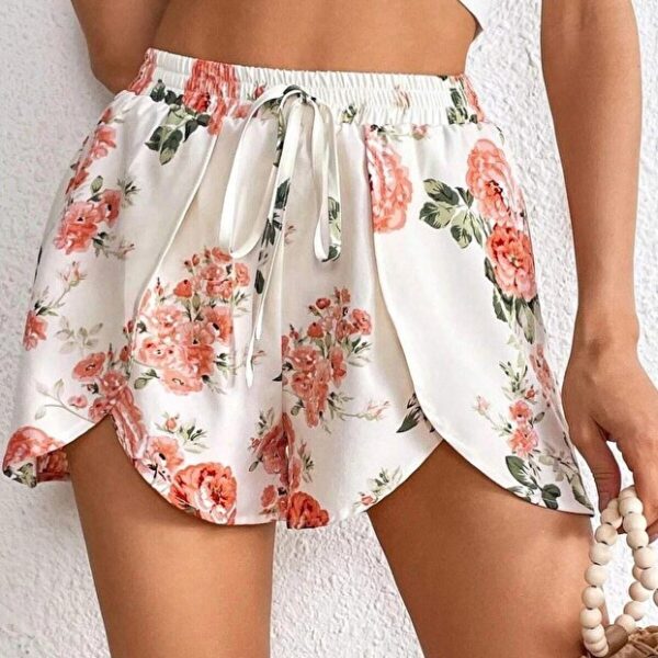 Floral Patterned Drawstring Swim Shorts