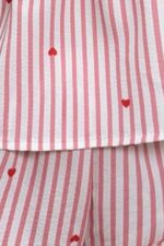 Pink Women's Striped Heart Patterned Strappy Shorts Pajama Set - Image 6