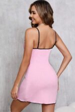 Cotton Pink Bow Detailed Slit Nightgown - Image 7