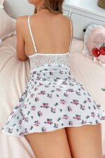 White Bow Detailed Floral Printed Nightdress - Image 5