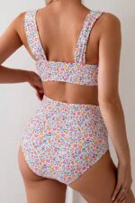 Minimalist Floral Print Covered High Waist Bikini Set - Image 3