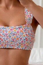 Minimalist Floral Print Covered High Waist Bikini Set - Image 5