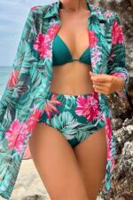 3 Piece High Waist Shirt and Bikini Set