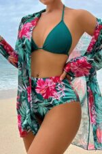 3 Piece High Waist Shirt and Bikini Set - Image 2