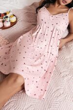 Romantic Heart Patterned Flywheel Strap Nightgown