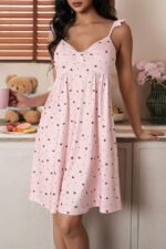 Romantic Heart Patterned Flywheel Strap Nightgown - Image 3