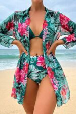 3 Piece High Waist Shirt and Bikini Set - Image 4