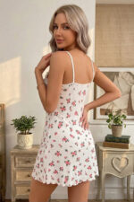 Elegant Floral and Ribbon Printed Nightgown - Image 5
