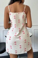 Heart Printed Spaghetti Strap Nightdress - Image 5