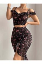 2-Piece Nightgown Set with Ruffle and Gathered Details