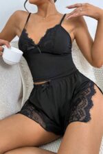 Black Slit Shorts Homewear Set