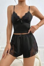 Black Slit Shorts Homewear Set - Image 3