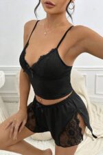Black Slit Shorts Homewear Set - Image 4
