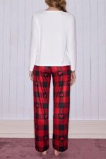 Red Plaid Piece Women's Couple Pajama Set - Image 3