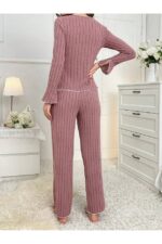 Dusty Rose Long Sleeve Ruffle Pajamas Set - Image 3