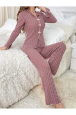 Dusty Rose Long Sleeve Ruffle Pajamas Set - Image 6