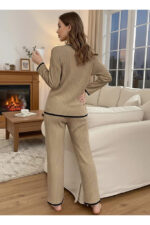 Black Heart Detailed Piped Long Sleeve Pajama Set - Image 6