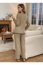Black Heart Detailed Piped Long Sleeve Pajama Set - Image 7