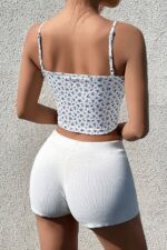 Women's White Printed Lace Detailed Crop Blouse - Image 5