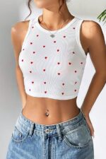 Heart Printed Mini Crop Top